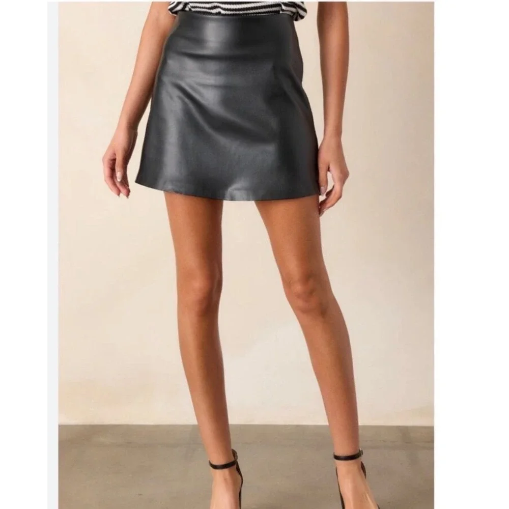 Z Supply Faux Leather Mini Skirt Black Small